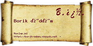 Borik Ádám névjegykártya